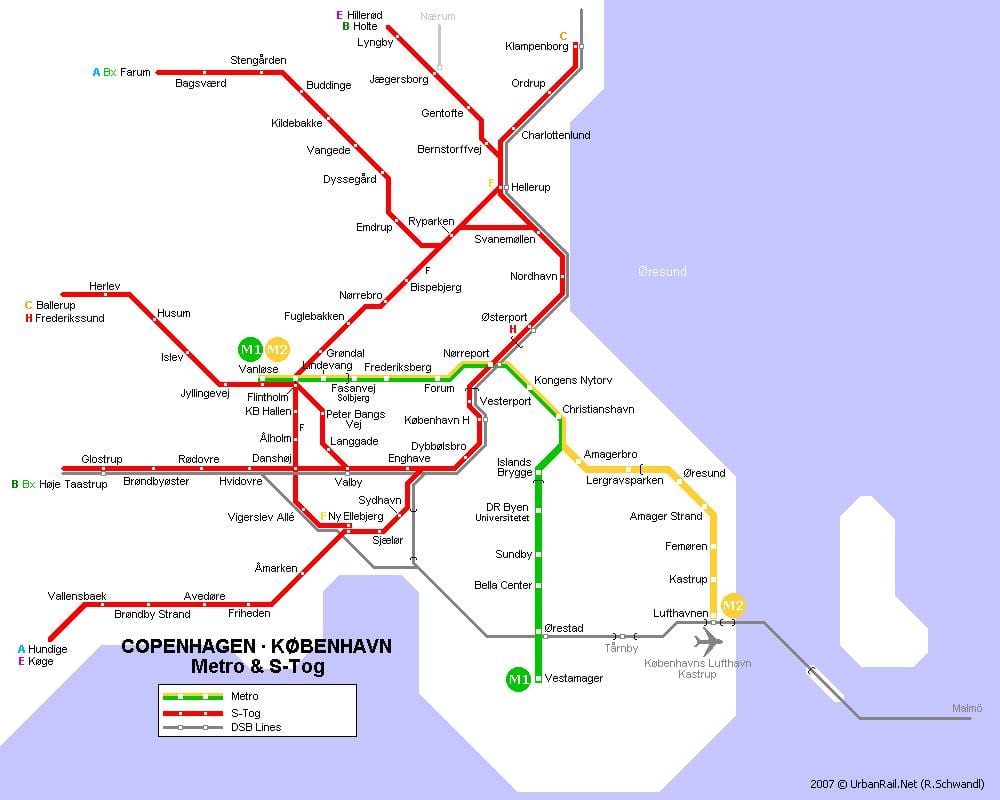 Карта на метрото Дания 