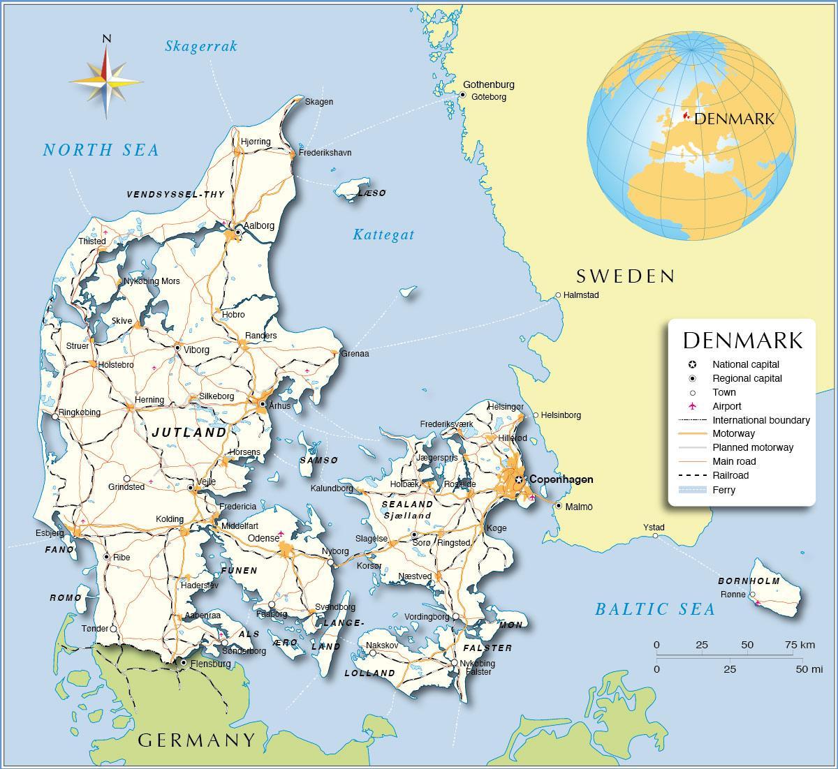 карта на Дания
