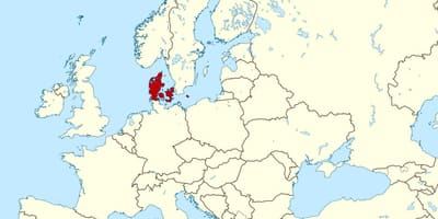 Карта на света, показваща Дания
