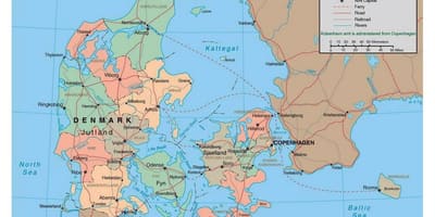 Подробна карта на Дания
