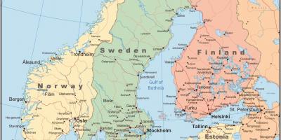 Карта на Дания и съседни страни.